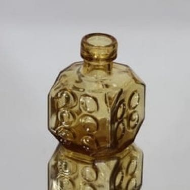 Riihimäen lasi Arpa on heitetty koristepullo, amber, suunnittelija Erkkitapio Siiroinen, pieni