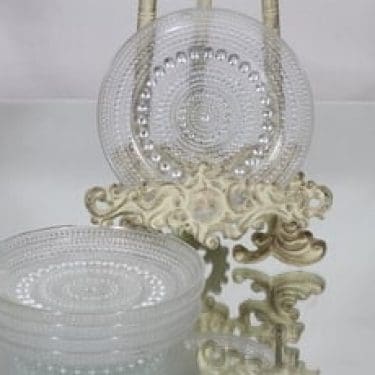 Nuutajärvi Kastehelmi lautaset, kirkas, 5 kpl, suunnittelija Oiva Toikka, pieni