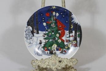 Arabia Muumi koristelautanen, Joululautanen, suunnittelija Tove Slotte, Joululautanen, serikuva