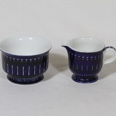 Arabia Valencia sokerikko ja kermakko, suunnittelija Ulla Procope, käsinmaalattu, signeerattu