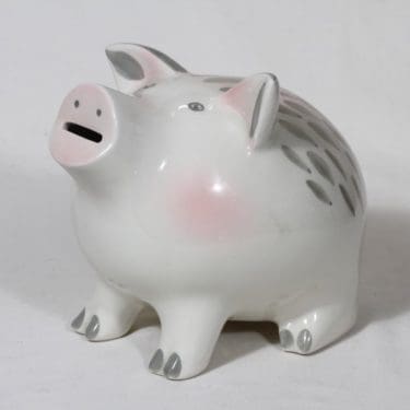 Arabia Säästö säästöporsas, käsinmaalattu, suunnittelija Gunvor Olin-Grönqvist, käsinmaalattu, suuri, signeerattu