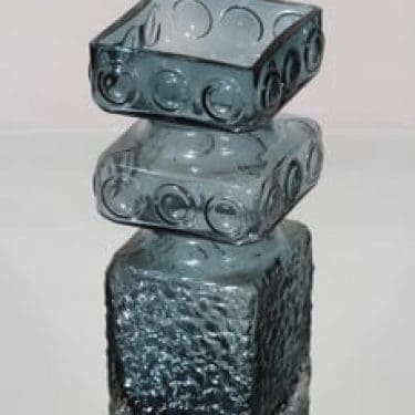 Riihimäen lasi Kehrä maljakko, siniharmaa, suunnittelija Tamara Aladin,