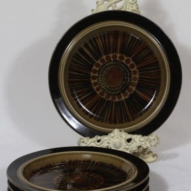 Arabia Kosmos lautaset, matala, 4 kpl, suunnittelija Gunvor Olin-Grönqvist, matala, puhalluskoriste, retro