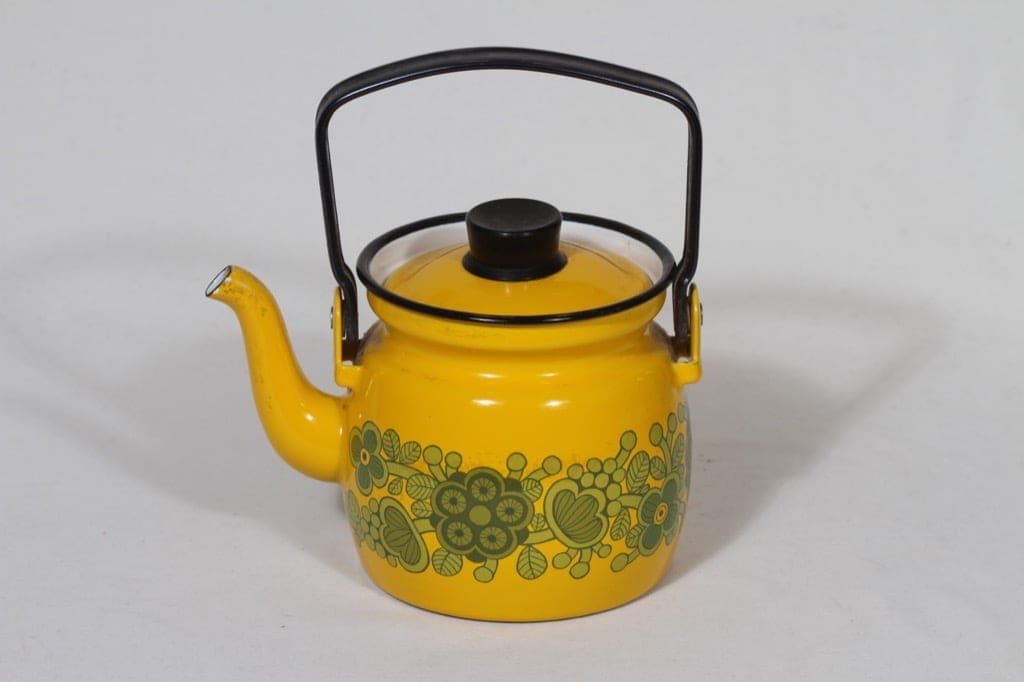 Finel Primavera kahvipannu, 0.6 l, suunnittelija Raija Uosikkinen, 0.6 l, pieni, serikuva, retro