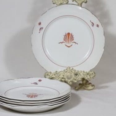 Arabia Näkki lautaset, matala, 6 kpl, suunnittelija Tyra Lungren, matala, siirtokuva, art deco