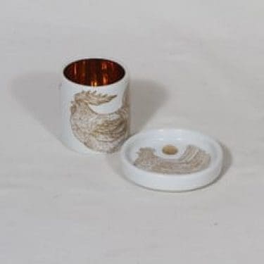 Arabia munakuppi ja lautanen, suunnittelija Gunvor Olin-Grönqvist, serikuva, kullattu