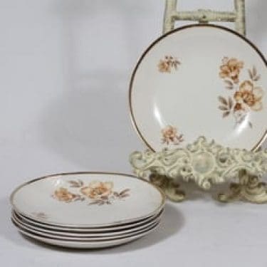 Arabia Myrna lautaset, pieni, 6 kpl, suunnittelija Olga Osol, pieni, siirtokuva, kukka-aihe