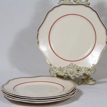 Arabia koriste numero 21 lautaset, matala, 5 kpl, suunnittelija , matala, raitakoriste, kultakoriste