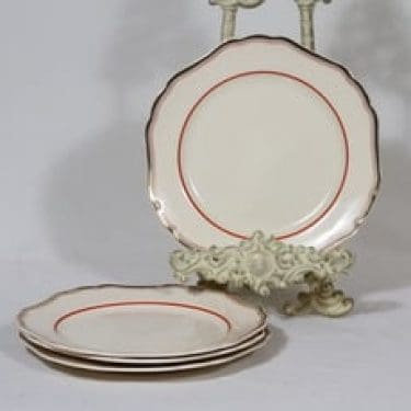 Arabia koriste numero 21 lautaset, pieni, 4 kpl, suunnittelija , pieni, raitakoriste, kultakoriste