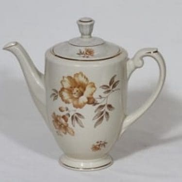 Arabia Myrna kahvikaadin, 1 l, suunnittelija Olga Osol, 1 l, siirtokuva, kukka-aihe