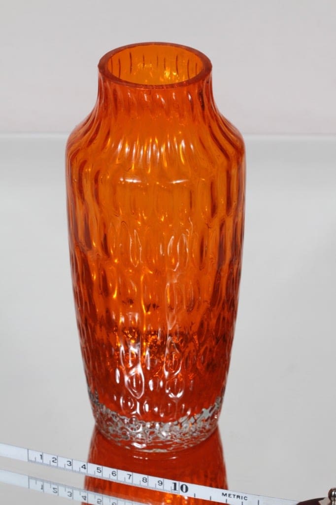 Riihimäen lasi 1433 maljakko, oranssi, suunnittelija Tamara Aladin, retro kuva 2