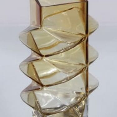 Riihimäen lasi Pablo maljakko, amber, suunnittelija Erkkitapio Siiroinen,