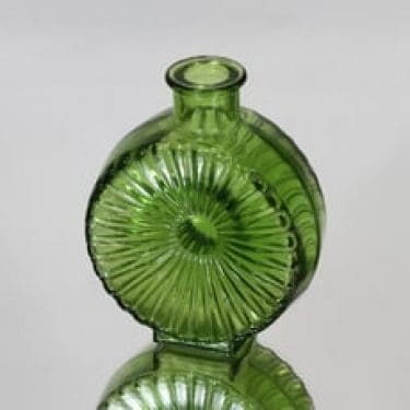 Riihimäen lasi Aurinkopullo koristepullo, nurmikonvihreä, suunnittelija Helena Tynell, pieni