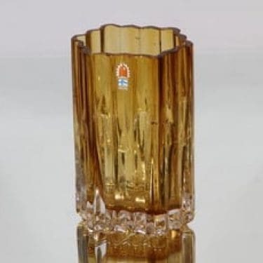 Humppila Mesiurut maljakko, amber, suunnittelija Tauno Wirkkala, pieni