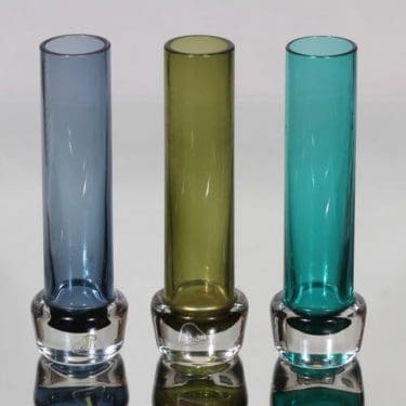 Riihimäen lasi maljakot, eri värejä, 3 kpl, suunnittelija , pieni