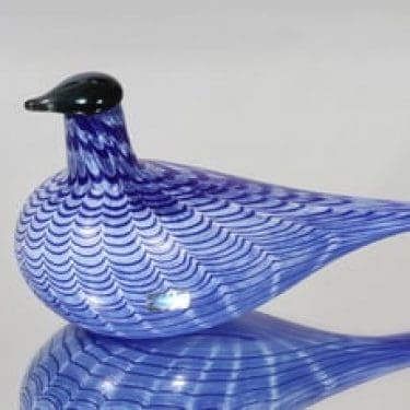 Nuutajärvi Lintu sininen koristelintu, signeerattu, suunnittelija Oiva Toikka, signeerattu, filigraani
