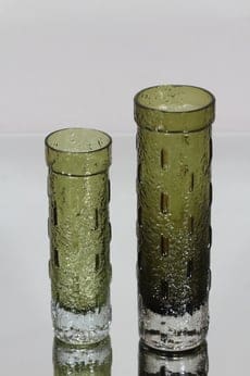 Riihimäen lasi 1461 maljakot, eri kokoja, 2 kpl, suunnittelija Tamara Aladin, eri kokoja