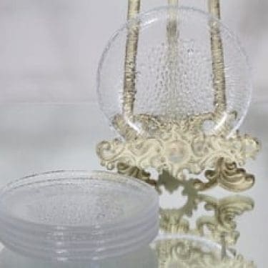 Iittala Ultima Thule lautaset, kirkas, 6 kpl, suunnittelija Tapio Wirkkala, pieni