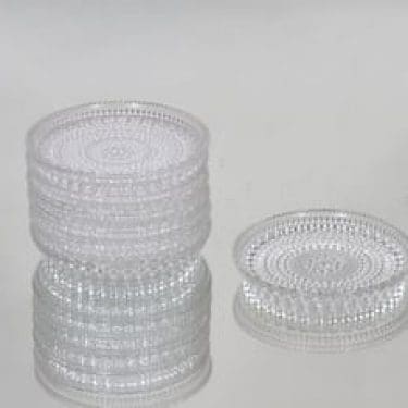 Nuutajärvi Kastehelmi lautaset, kirkas, 7 kpl, suunnittelija Oiva Toikka, pieni