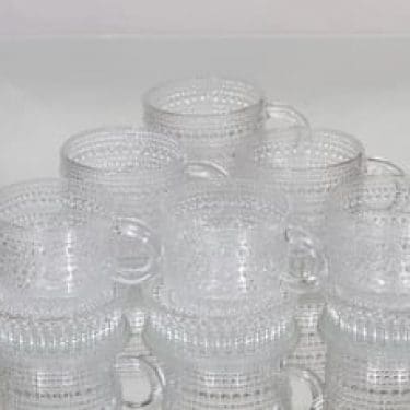 Nuutajärvi Kastehelmi kahvikupit, kirkas, 6 kpl, suunnittelija Oiva Toikka,