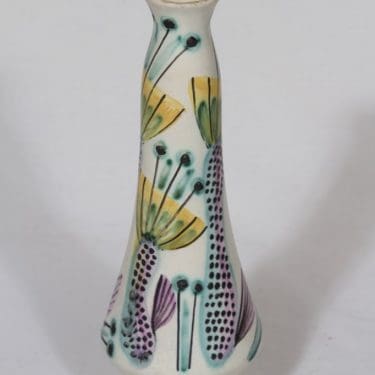 Kupittaan savi maljakko, käsinmaalattu, suunnittelija Gunnar Iso-Puonti, käsinmaalattu, signeerattu