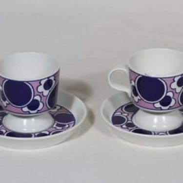 Arabia Pauliina kahvikupit, 2 kpl, suunnittelija Anja Jaatinen-Winquist, serikuva, retro