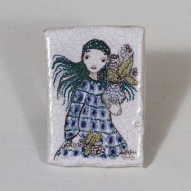 Arabia koristelaatta, käsinmaalattu, suunnittelija Esteri Tomula, käsinmaalattu, pieni, signeerattu, uniikki