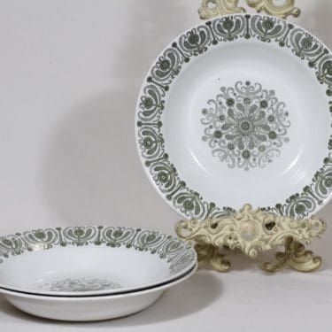 Arabia Sampo lautaset, syvä, 3 kpl, suunnittelija Raija Uosikkinen, syvä, serikuva