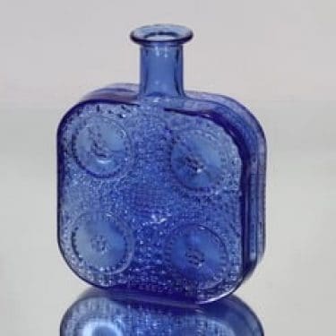 Riihimäen lasi Grapponia koristepullo, sininen, suunnittelija Nanny Still,