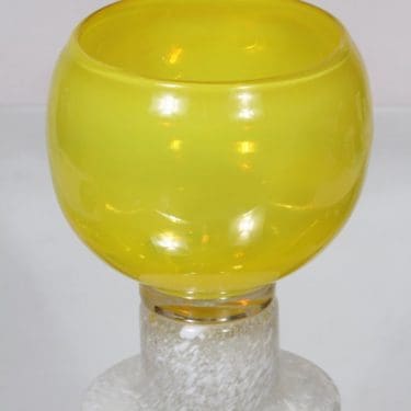 Nuutajärvi Pokaali art glass, yellow, designer Kaj Franck, big
