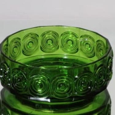 Riihimäen lasi Rengas kulho, vihreä, suunnittelija Tamara Aladin,