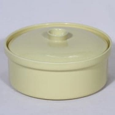 Arabia Kilta vuoka, keltainen, suunnittelija Kaj Franck, kannellinen