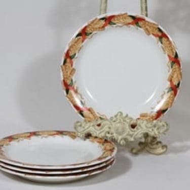 Arabia Santa Arctica lautaset, matala, 4 kpl, suunnittelija Inkeri Leivo, matala, serikuva, lyhdeaihe