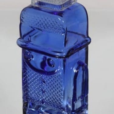 Riihimäen lasi Pikku-Matti koristepullo, sininen, suunnittelija Helena Tynell,