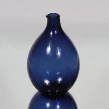 Iittala i-401 koristepullo, sininen, suunnittelija Timo Sarpaneva, pyöreä