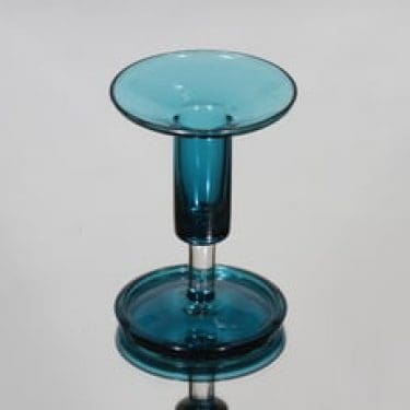 Riihimäen lasi Harlekiini kynttilänjalka, signeerattu, suunnittelija Nanny Still, signeerattu, pieni