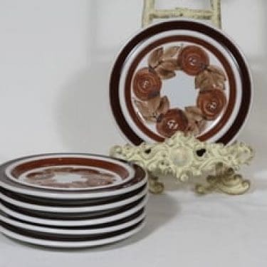 Arabia Rosmarin lautaset, signeerattu, 6 kpl, suunnittelija Ulla Procope, signeerattu, pieni, käsinmaalattu