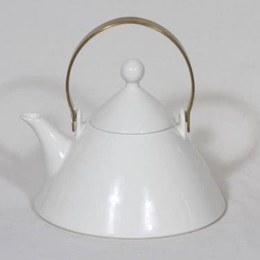 Arabia Harlekin teepannu, valkoinen, suunnittelija Inkeri Leivo,