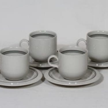 Arabia Airisto kahvikupit, 4 kpl, suunnittelija Inkeri Leivo, raitakoriste