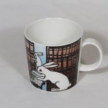 Arabia Suomalainen kirjakerho muki, suunnittelija Heljä Liukko-Sundström, serikuva, jänisaihe