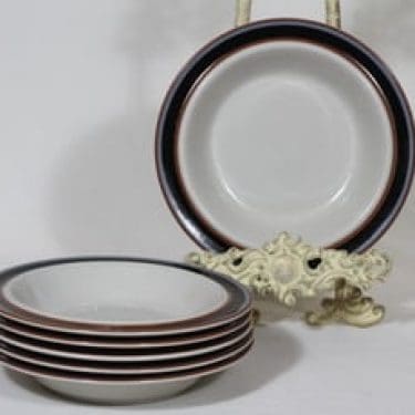 Arabia Taika lautaset, syvä, 6 kpl, suunnittelija Inkeri Seppälä, syvä, raitakoriste