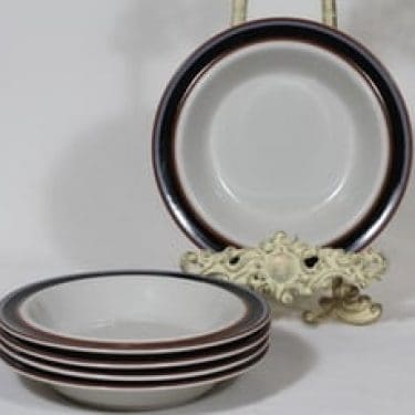 Arabia Taika lautaset, syvä, 5 kpl, suunnittelija Inkeri Seppälä, syvä, raitakoriste