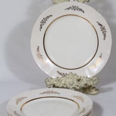 Arabia Irja lautaset, matala, 5 kpl, suunnittelija , matala, painettu, kultakoriste