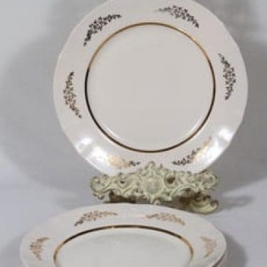 Arabia Irja lautaset, matala, 4 kpl, suunnittelija , matala, painettu, kultakoriste