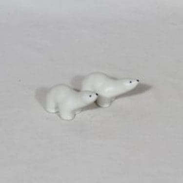 Arabia eläinfiguurit, jääkarhu, 2 kpl, suunnittelija Raili Eerola, jääkarhu, pieni