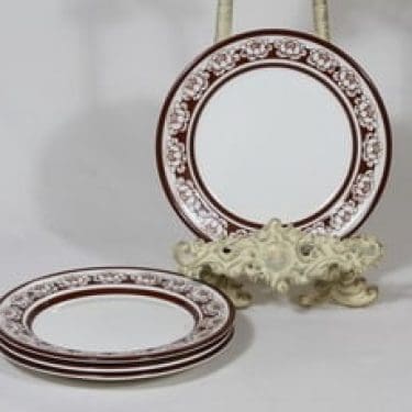 Arabia Katrilli leivoslautaset, ruskea, 4 kpl, suunnittelija Esteri Tomula, serikuva