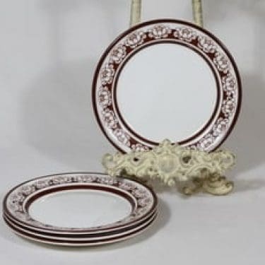 Arabia Katrilli leivoslautaset, ruskea, 4 kpl, suunnittelija Esteri Tomula, serikuva