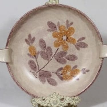 Kupittaan savi 342 vati, käsinmaalattu, suunnittelija Kalle Akkola, käsinmaalattu, signeerattu