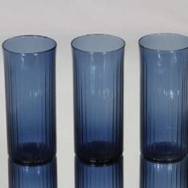 Iittala Mehulasi lasit, sininen, 3 kpl, suunnittelija Tapio Wirkkala,