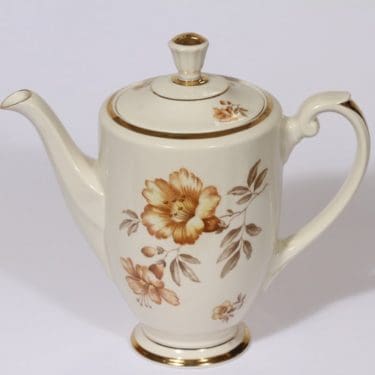 Arabia Myrna kahvikaadin, 1 l, suunnittelija Olga Osol, 1 l, siirtokuva, kukka-aihe